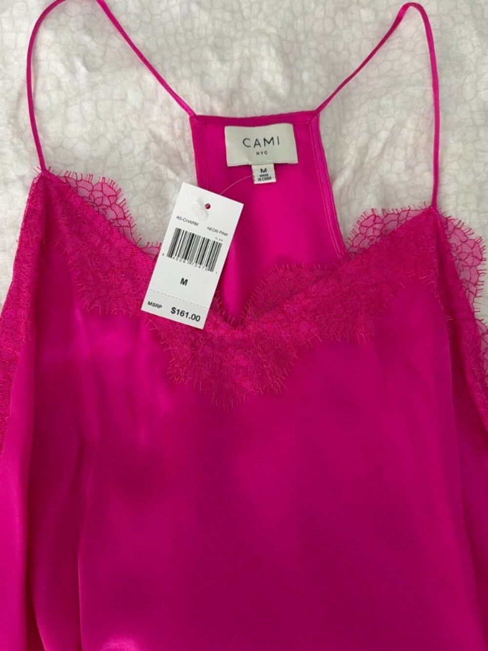 CAMI NYC 100% Silk Lace Trim Cami – NWT – Medium